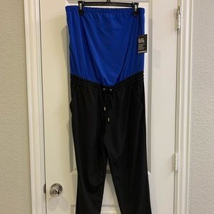 Express NWT 💙 Blue & Black Strapless Jumpsuit
